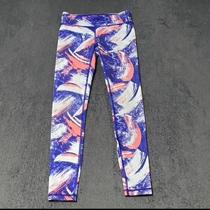 Ivivva by Lululemon Rhythmic Tight Leggings Girls 8 Blue Pink Full-Length Cheer